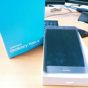 Samsung Galaxy Tab A tablet with an included S Pen stylus.